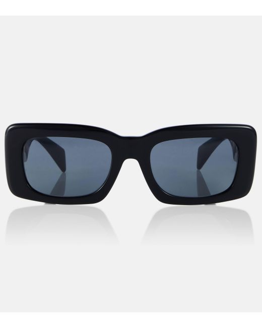 Versace Blue Endless Greca Rectangular Sunglasses