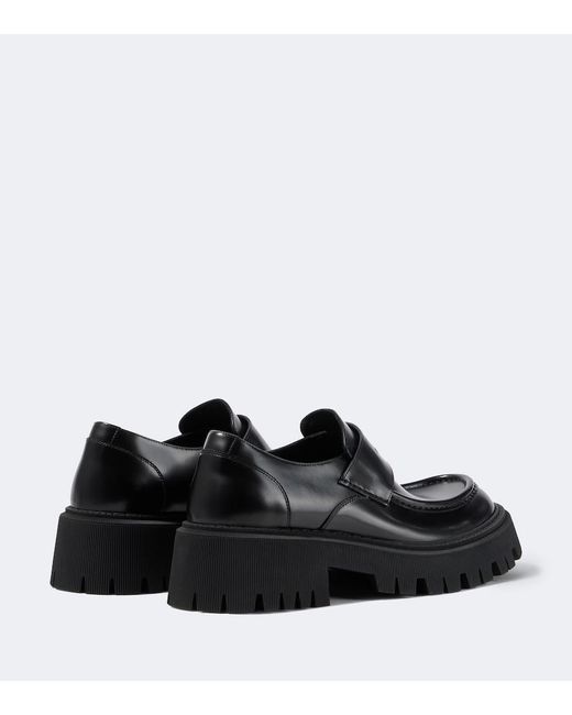 Balenciaga Black Tractor Leather Loafers for men