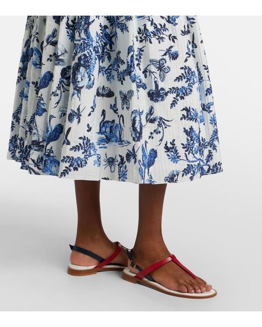 Erdem Blue Floral Jacquard Midi Skirt