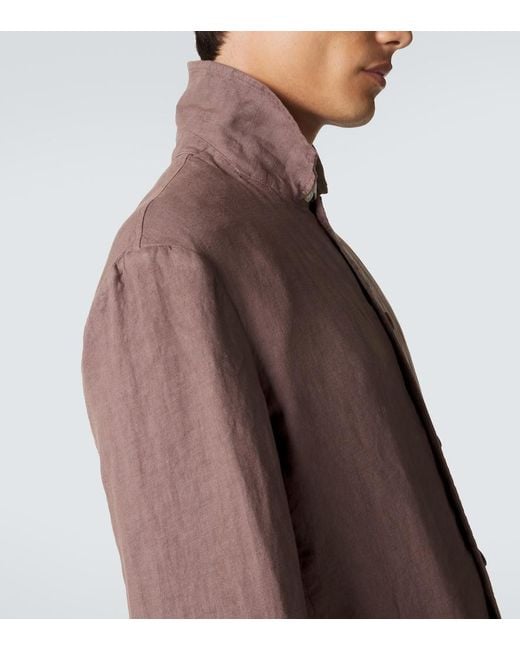 Camisa De Lino Fedeli de hombre de color Brown
