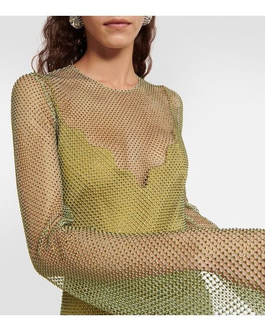Galvan Green Gloria Crystal-Embellished Maxi Dress