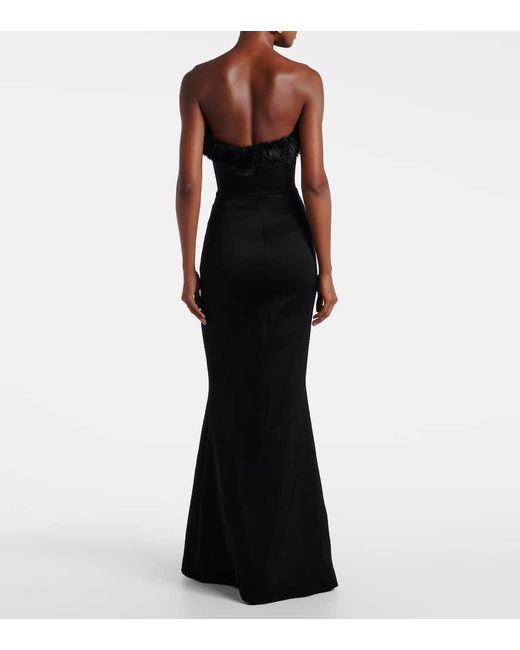 David Koma Black One-Shoulder Bustier Gown
