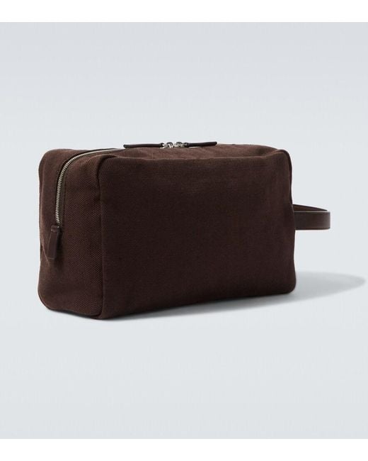 The Row Brown Astra Leather-Trimmed Canvas Pouch for men