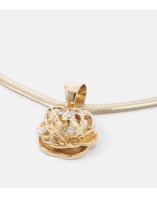 Magda Butrym Metallic Floral Crystal-Embellished Pendant Necklace