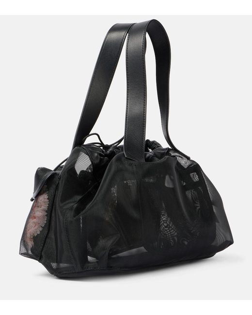 Simone Rocha Black Tote Carnation Pocket Mit Leder