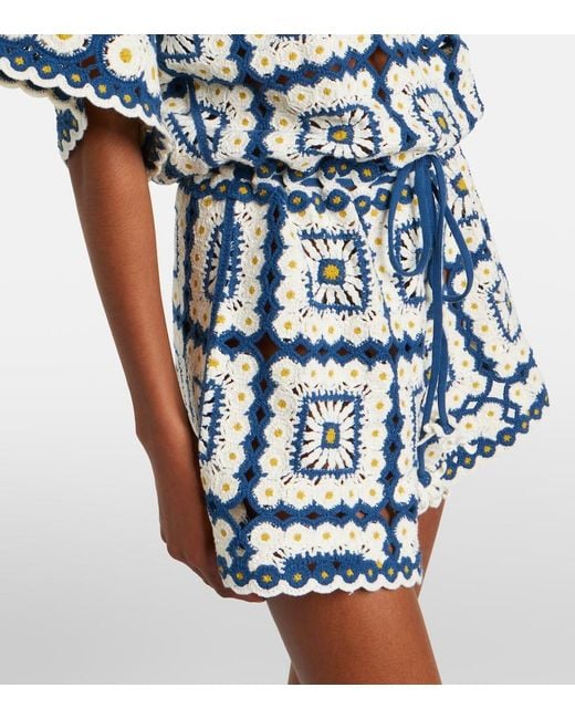 ALÉMAIS Blue Dolly Crochet Cotton Romper