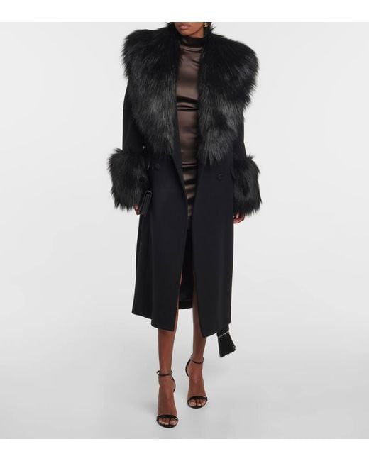 Dolce & Gabbana Black Mantel Aus Wolle Und Kaschmir