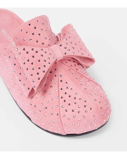 Mach & Mach Pink Le Cadeau Embellished Suede Clogs