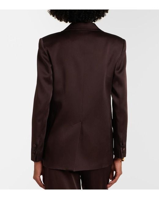 Max Mara Brown Arca Double-Breasted Satin Blazer