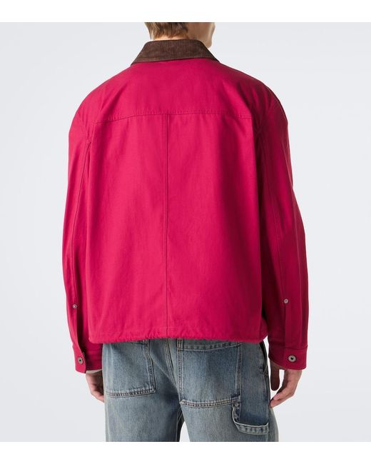 Loewe Pink Suede-Trimmed Cotton Canvas Jacket for men