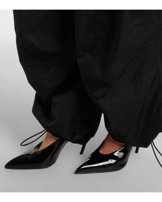 The Attico Black Viper Leather Slingback Pumps