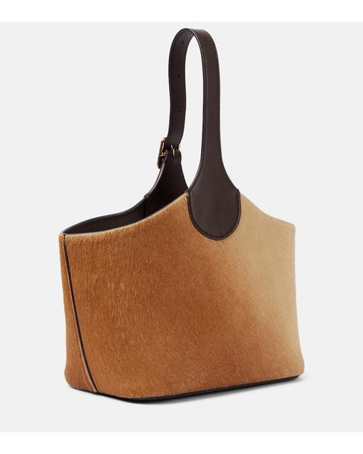 Loro Piana Brown Bobbin Calf Hair Bucket Bag