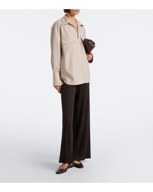 Agnona Natural Embellished Wool Shirt