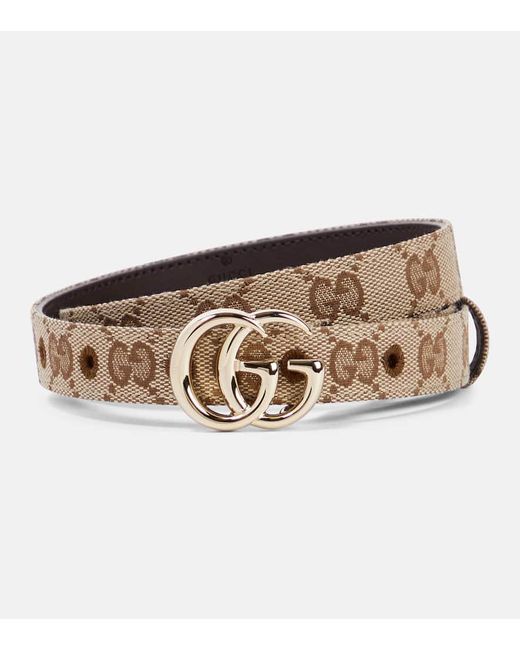 Gucci Natural Guertel Gg Marmont Aus Canvas