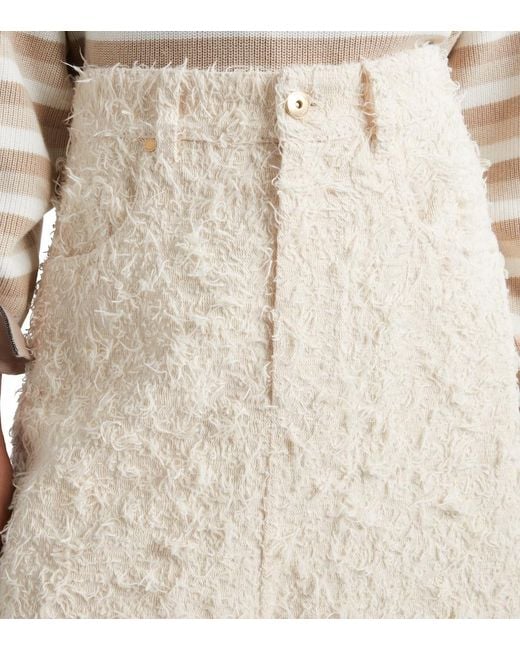 Brunello Cucinelli White Denim Midi Skirt