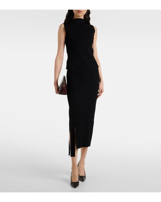 Victoria Beckham Black Ribbed-Knit Top
