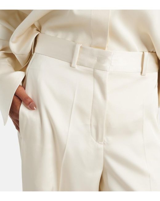 Jil Sander White Satin Wide-Leg Pants