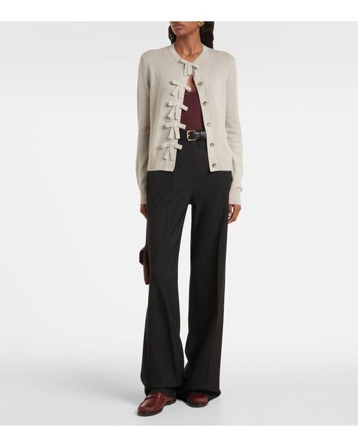 Jardin Des Orangers Natural Bow-Detail Cashmere Cardigan