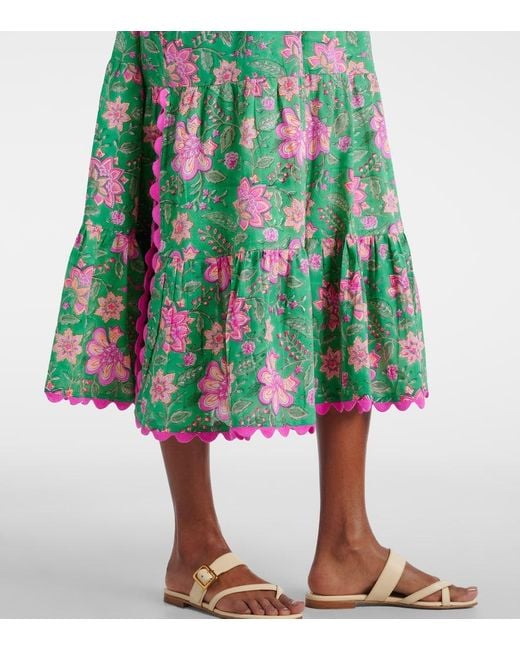 Juliet Dunn Green Printed Cotton Maxi Dress