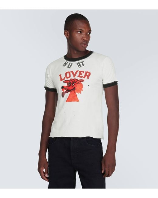 ERL White Hurt Lover Cotton And Linen T-shirt for men