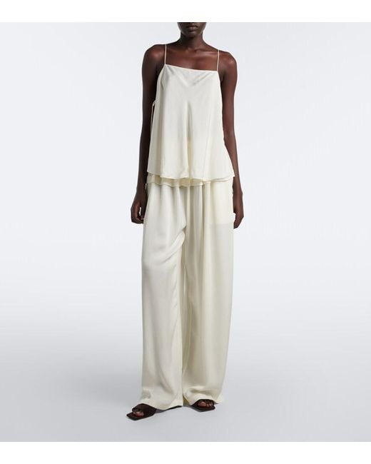 Alaïa White Crepe Wide-Leg Pants