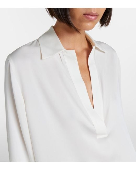 Vince White Silk-Blend Blouse
