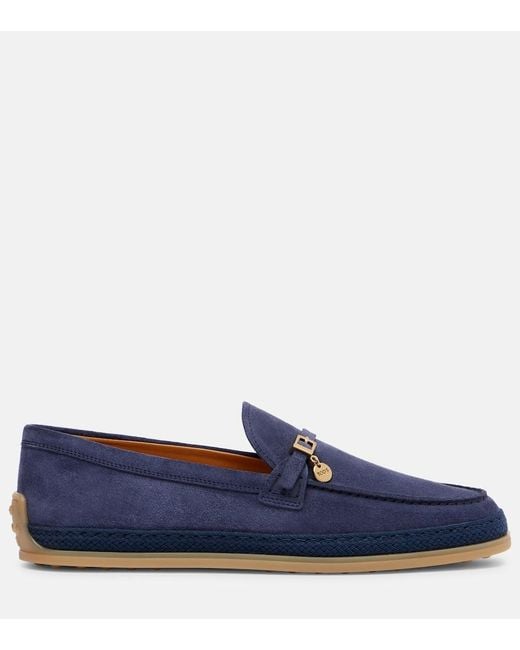 Tod's Blue Suede Loafers