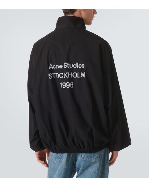Acne Black Logo Cotton Poplin Jacket for men