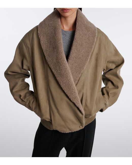 Stella McCartney Natural Oversized Teddy-Trimmed Blouson Jacket