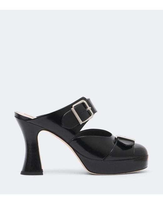 Simone Rocha Black Buckle Sculpt Leather Mules