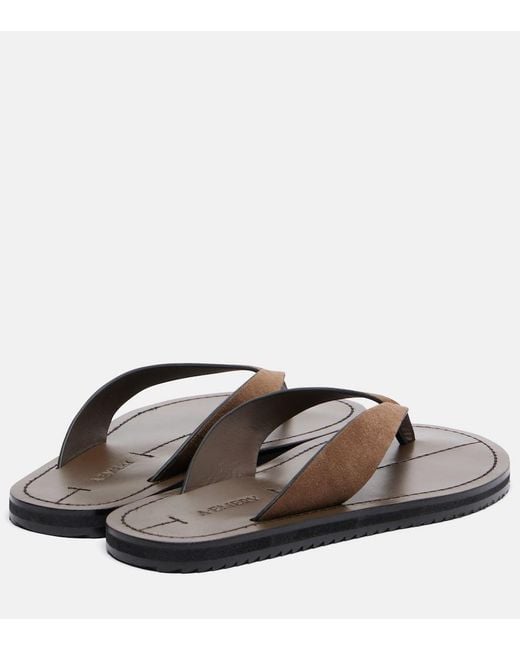 A.Emery Brown Flora Suede Thong Sandals