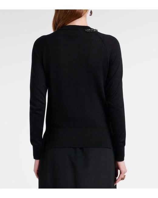 Simone Rocha Blue Embellished Wool And Silk Cardigan