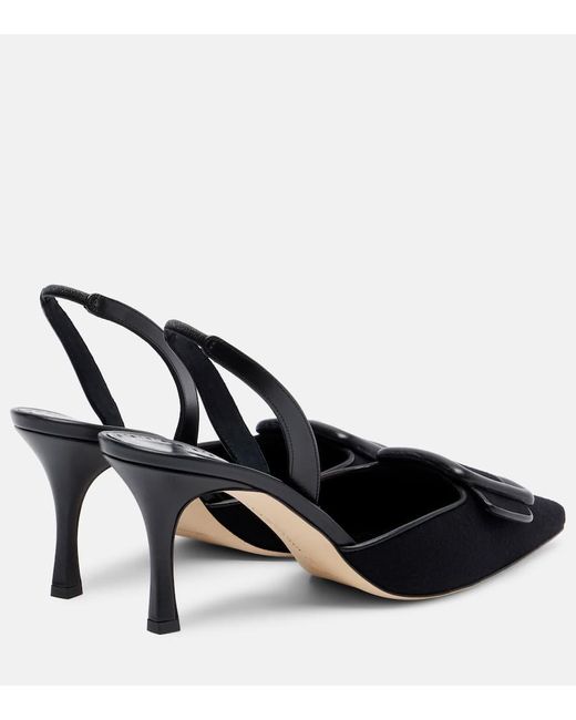 Manolo Blahnik Black Mayslibi 70 Slingback Pumps