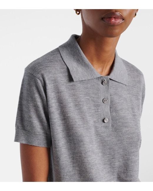 Lisa Yang Gray Nai Knitted Cashmere Polo Shirt