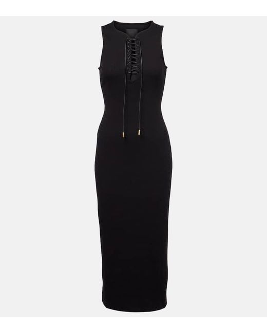 Givenchy Black Ribbed-Knit Cotton Midi Dress