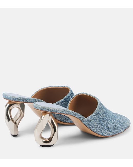 J.W. Anderson Blue Pantoletten Aus Denim Mit Leder