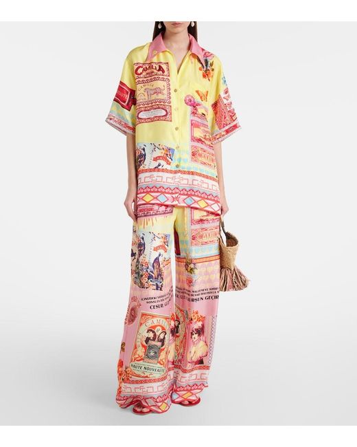 Camilla Red Collage Kingdom Silk Bowling Shirt