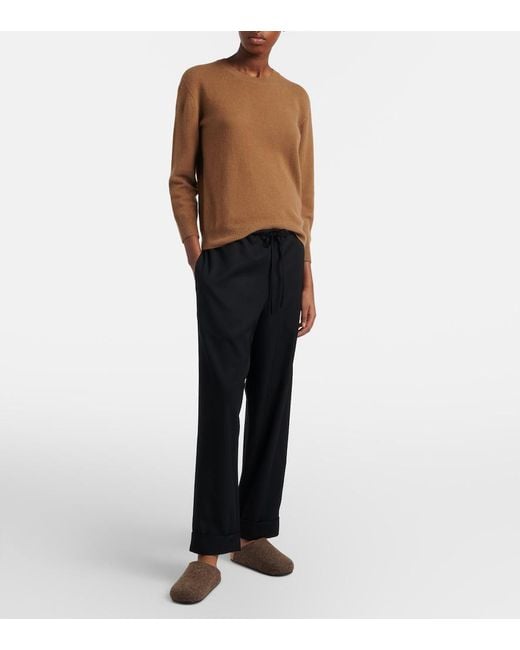 The Row Black Delano Wool Straight Pants