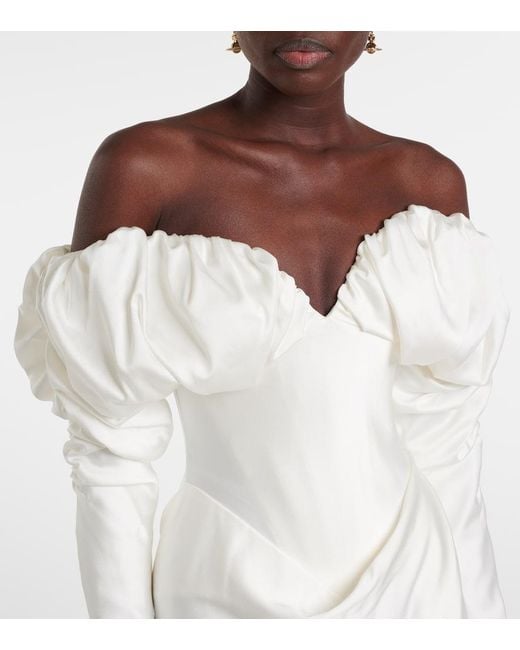 Vivienne Westwood White Bridal Ember Off-Shoulder Satin Corset Gown