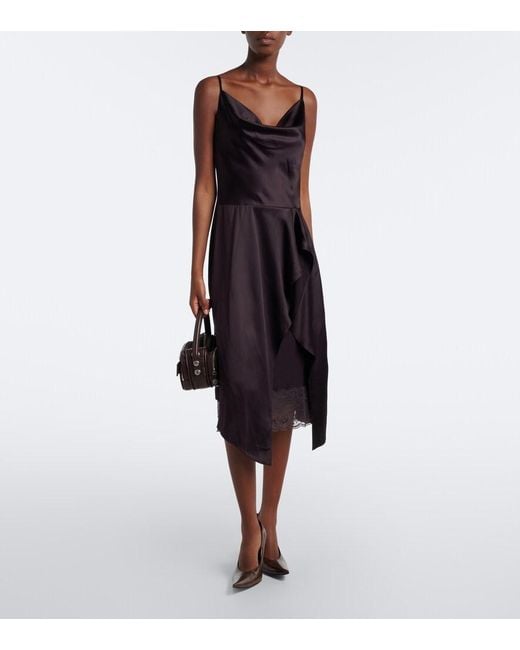 Acne Black Lace-Trimmed Satin Slip Dress