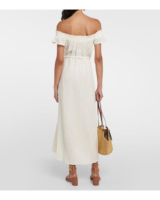 Velvet White Justine Cotton Gauze Midi Dress
