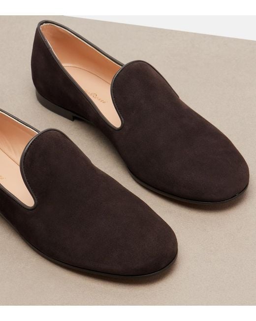 Gianvito Rossi Brown Suede Loafers