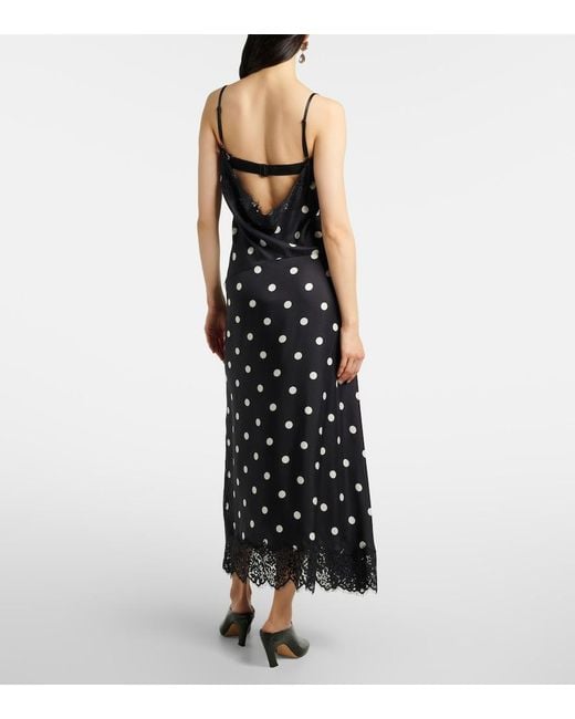 Sportmax Black Capo Polka-Dot Silk Slip Dress