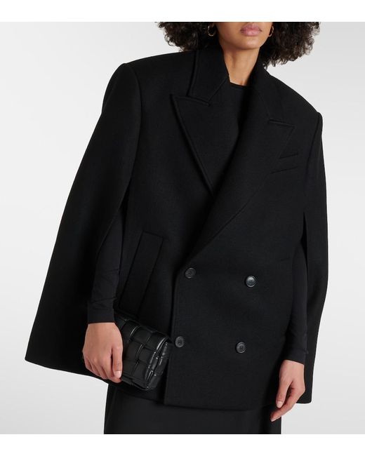 Wardrobe NYC Black Double-Breasted Cropped Virgin Wool Cape
