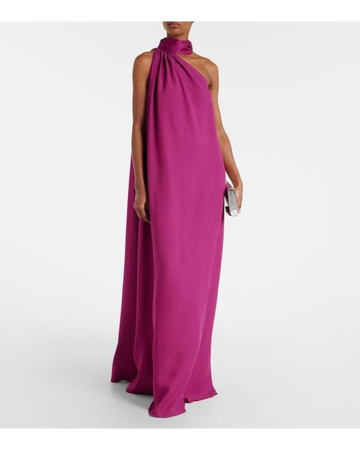 Taller Marmo Purple Astor Scarf-Detail Maxi Dress