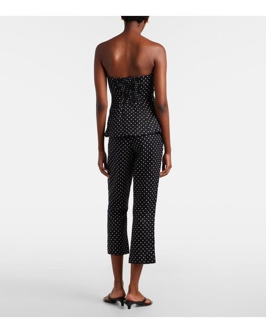 Faithfull The Brand Black Iria Polka-Dot Linen Capri Pants
