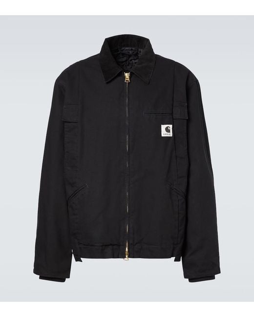 Sacai Black X Carhartt Corduroy-Trimmed Canvas Jacket for men