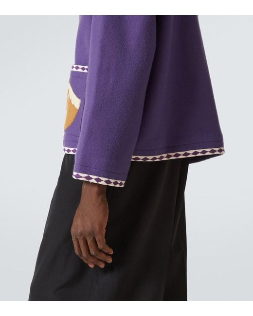 Bode Purple Bronco Embroidered Wool Jacket for men