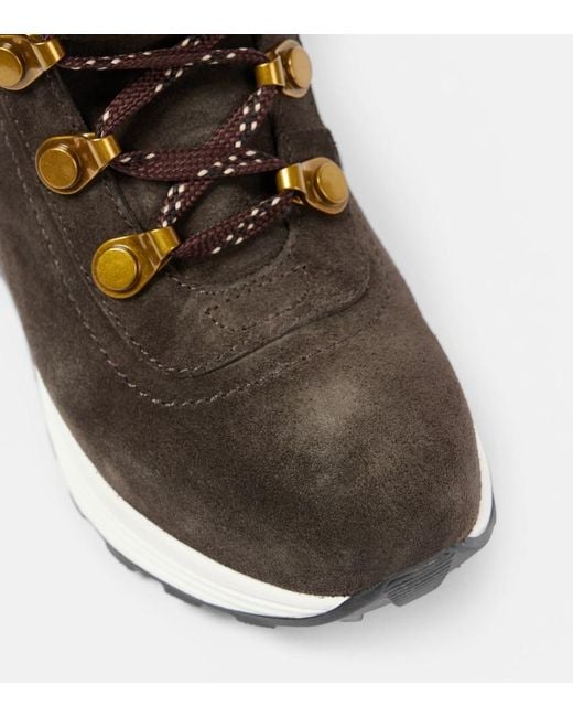 See By Chloé Black Brett Shearling-Trimmed Suede Hiking Boots
