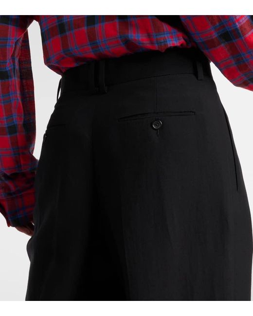 Pantalones Anchos Lilas De Mezcla De Lana Y Lino The Row de color Black